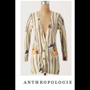 Anthropologie Sparrow Floral rendering cardigan